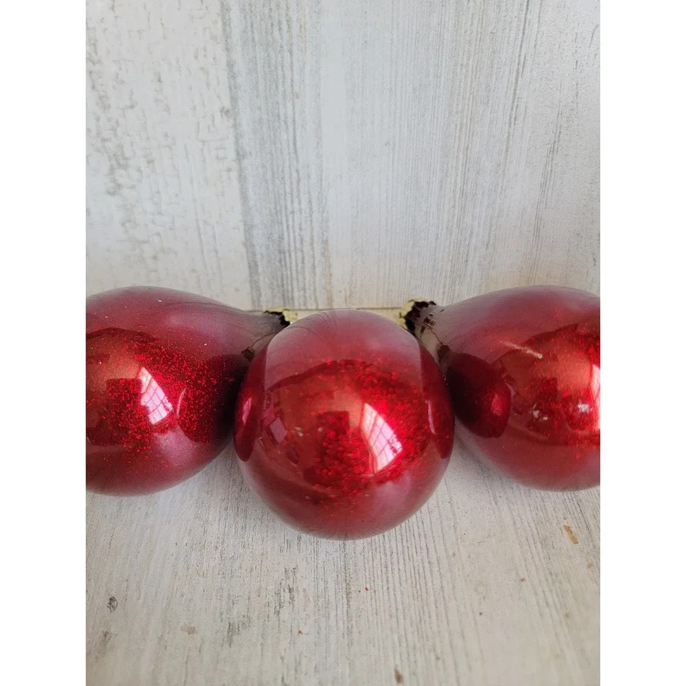 Vintage dark red glitter teardrop glass ornament Xmas set unique home decor